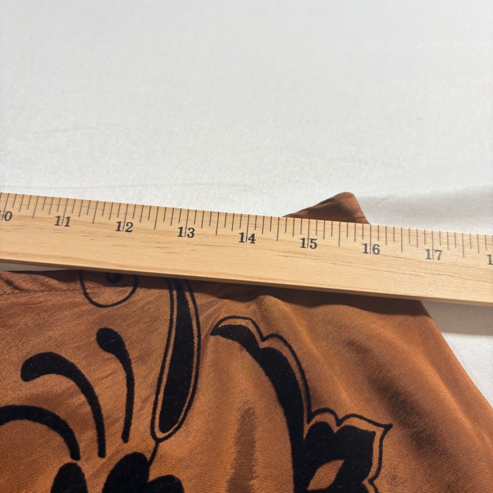 Coldwater Creek Skirt Womens PM Petite Copper Brown Flocked Floral Velvet Midi - Picture 5 of 6